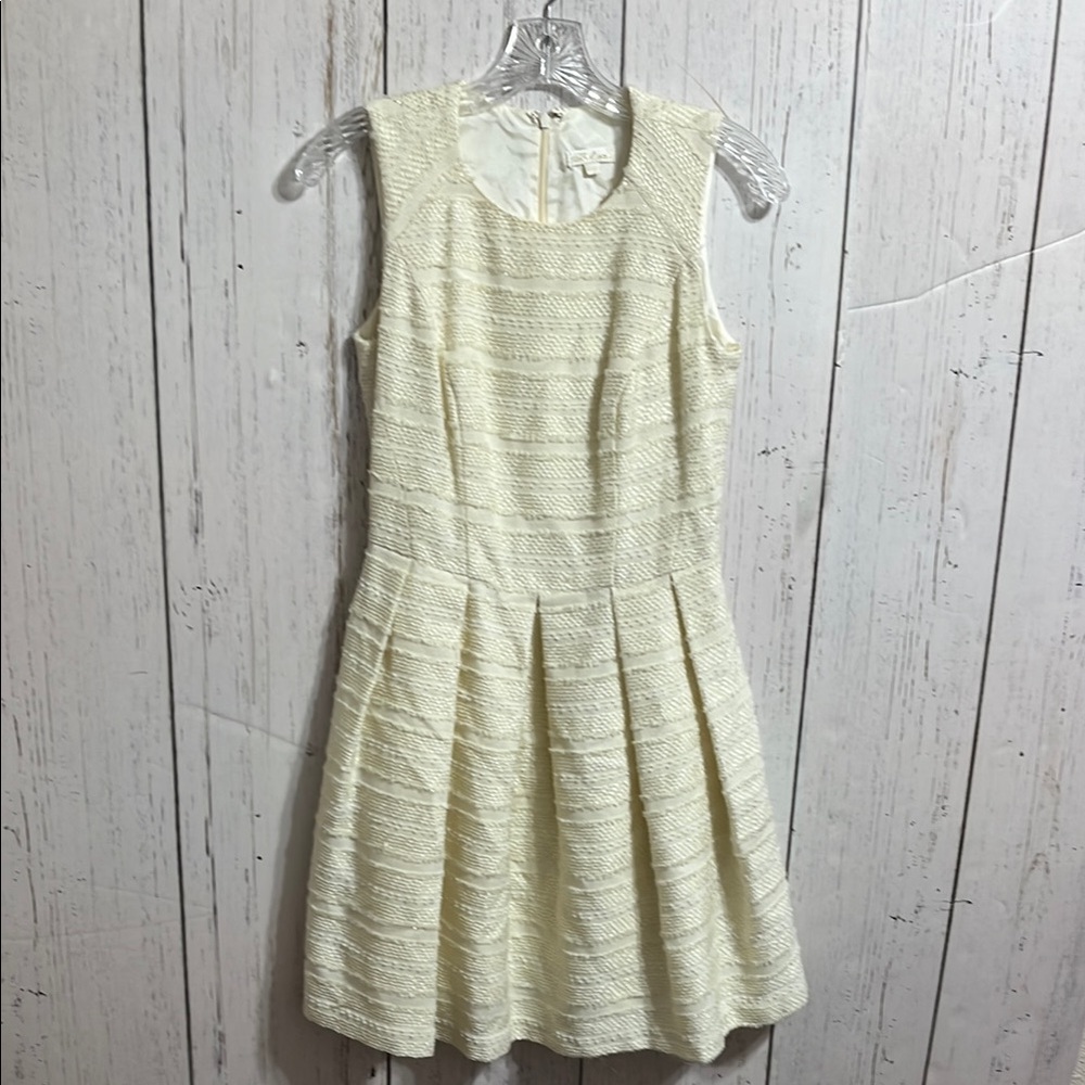 Shoshanna Cream A-Line Pleated Mini Dress